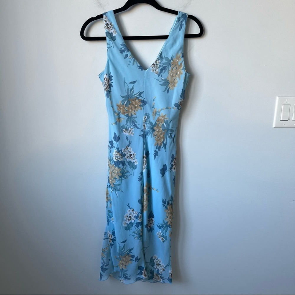 Digital Clothing Y2K Blue Floral V Neck Midi Slip Dress - Picture 8 of 10
